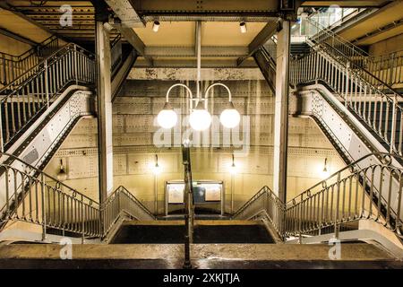 Stairs of Subway Station Cite Stairs and Excalators inside down town Cite Subway Station. Paris, France. Paris Cite Subway Station Ile de France France Copyright: xGuidoxKoppesxPhotox Stock Photo