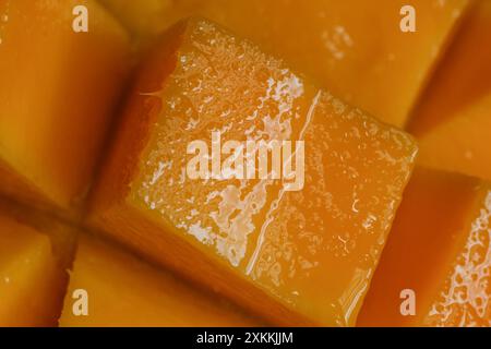 Macro shot of cubed mango fruit Stock Photo