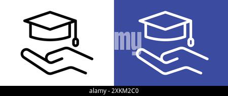 Accessible or free education icon logo sign vector outline in black and white color Stock Vector