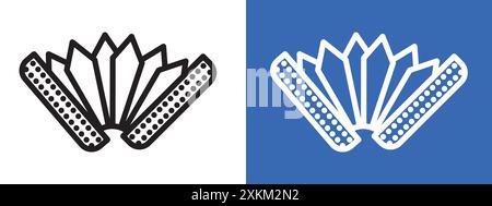 Accordion icon logo sign vector outline in black and white color Stock Vector