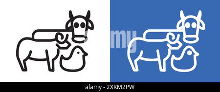 Animal husbandry icon logo sign vector outline in black and white color Stock Vector
