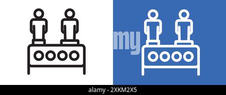 Assembly line icon logo sign vector outline in black and white color Stock Vector