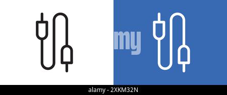 AUX cable icon logo sign vector outline in black and white color Stock Vector