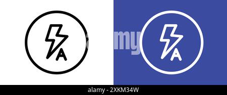 auto flash icon logo sign vector outline in black and white color Stock Vector
