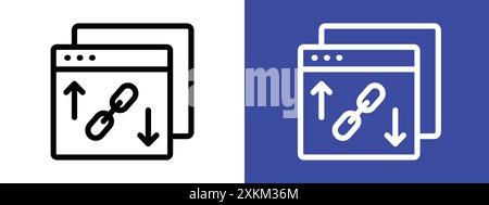 Backlink icon logo sign vector outline in black and white color Stock Vector