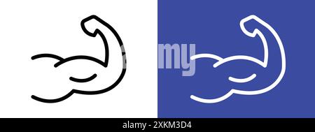 Biceps icon logo sign vector outline in black and white color Stock Vector
