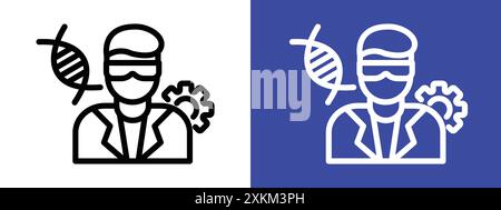 Biomedical engineer icon logo sign vector outline in black and white color Stock Vector