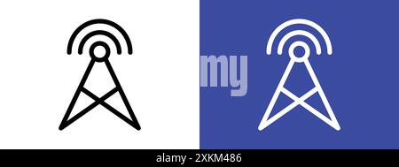 Broadcast Icon logo sign vector outline in black and white color Stock Vector