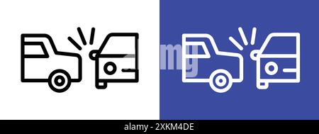 car side crash icon logo sign vector outline in black and white color ...