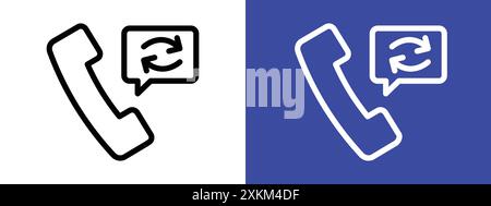 Call back icon logo sign vector outline in black and white color Stock Vector