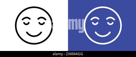 Calm Emoji icon logo sign vector outline in black and white color Stock Vector