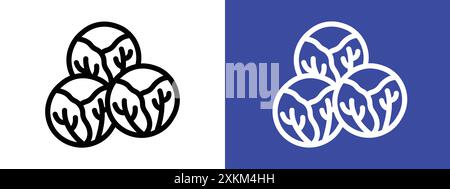 Brussels sprouts Cabbage icon logo sign vector outline in black and white color Stock Vector