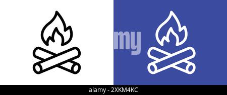 Campfire icon logo sign vector outline in black and white color Stock ...