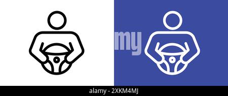 car driver icon logo sign vector outline in black and white color Stock Vector