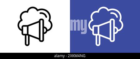 Cloud Marketing icon logo sign vector outline in black and white color ...