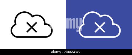 cloud sync disable icon logo sign vector outline in black and white color Stock Vector