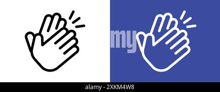 Clapping hand icon logo sign vector outline in black and white color Stock Vector
