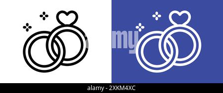 Couple Ring icon logo sign vector outline in black and white color Stock Vector