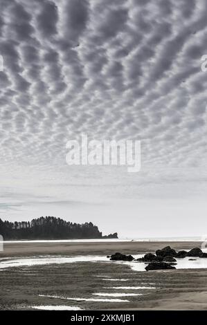 Dramatic sky pattern over Second Beach, Olympic National Park, WA Stock Photo