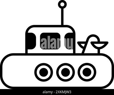 A Submarine icon in line style. Stock Vector