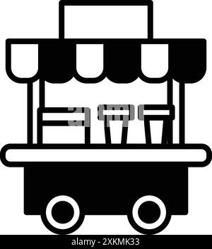 A Cart selling smoothies in line icon style Stock Vector