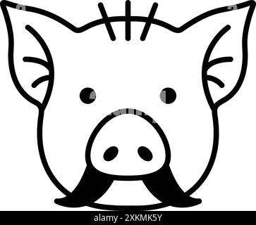 A boar in line icon style Stock Vector