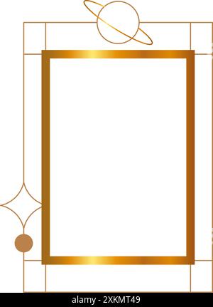 Gold monoline aesthetic square frame Y2K style modern element Stock Vector