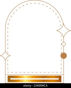 Arch curved frame gold monoline aesthetic frame shining golden style modern element Stock Vector