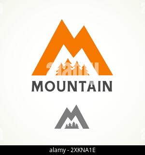 Letter M, mountain travel creative logo. Logo or brand identity concept for adventure to Swiss Alps or America's Cordillera. Vector illustration Stock Vector