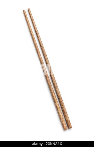 Pair of wooden chopsticks isolated on a white background. Stock Photo