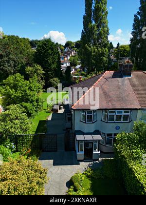 Aerial view of Mendips the childhood home of Beatle John Lennon on Menlove Ave Liverpool. Stock Photo