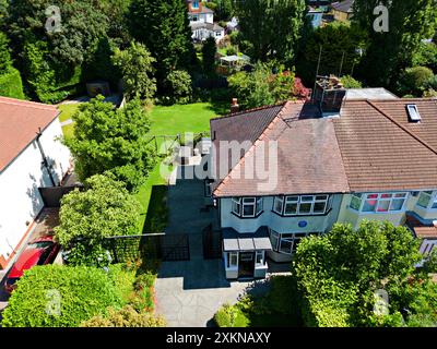 Aerial view of Mendips the childhood home of Beatle John Lennon on Menlove Ave Liverpool. Stock Photo