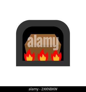 Crematorium sign. Burning a coffin is a symbol of burial. Stock Vector