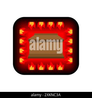 Crematorium sign. Burning a coffin is a symbol of burial. Stock Vector