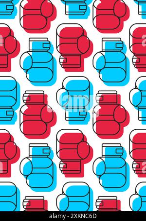Boxing glove pattern seamless. boxing accessory background. Boxer uniform texture Stock Vector