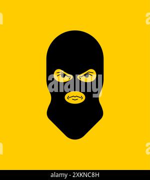 Balaclava criminal sign. Fraudster face in mask Stock Vector
