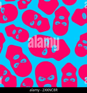 Balaclava criminal pattern seamless. Fraudster face in mask background Stock Vector