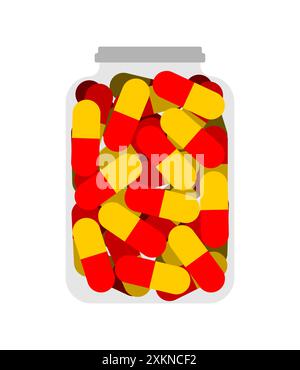 Pills in jar. Tablets in glass jar Stock Vector