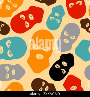 Balaclava criminal pattern seamless. Fraudster face in mask background Stock Vector