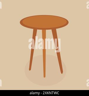 Vector illustration of wooden stool. Stock Vector