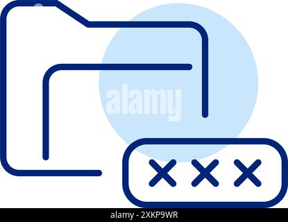 Encrypted folder access. Secure file directory protected by password. Pixel perfect, editable stroke icon Stock Vector