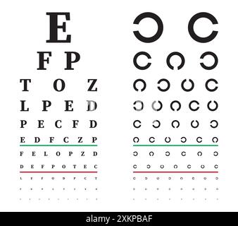 Eye test chart. Eye care test placard with latin letters. Vision Exam. Vector illustration Stock Vector