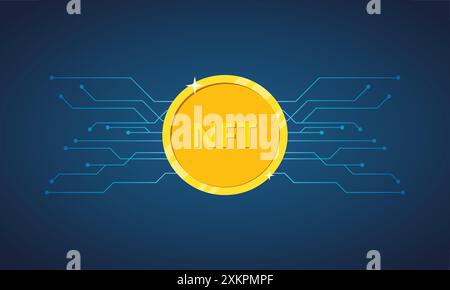 NFT non fungible token. Nft golden coin icon. Non-renewable token. Crypto art. Vector illustration Stock Vector