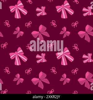 Cute bow knot seamless pattern in green or pink colors. Can used for chilrdens fashion background. Stock Vector