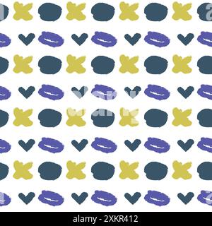Multi colored charcoal pencil shapes and doodles seamless pattern. Hand drawn vector quirky shapes in punk or childish style. Naive playful abstract charcoal scribbles. Doodles and curved lines. Stock Vector