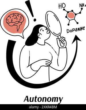 Illustration of autonomy concept with brain Stock Vector