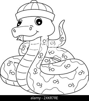 Year of the Snake Isolated Coloring Page for Kids Stock Vector Image ...