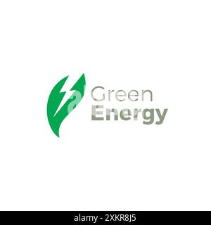 Green Energy Flash Leaf Logo Template. Thunder Leaf Icon Stock Vector