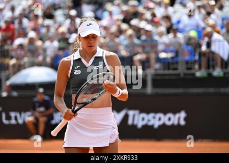 Prague, Czech Republic. 24th July, 2024. Polish tennis player Magda Linette (pictured) in action against Viktoriya Tomova from Bulgaria during the WTA women's tennis tournament Livesport Prague Open 2024, in Prague, Czech Republic, on July 24, 2024. Credit: Michal Kamaryt/CTK Photo/Alamy Live News Stock Photo