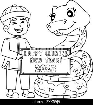 Year of the Snake 2025 Banner Coloring Page Stock Vector Image & Art ...